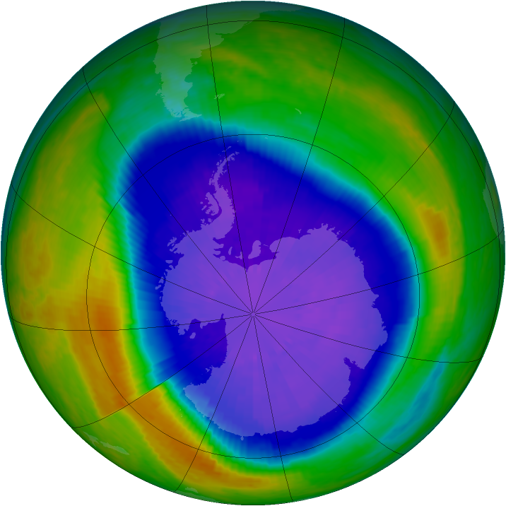 Antarctic ozone map for 20 September 2001